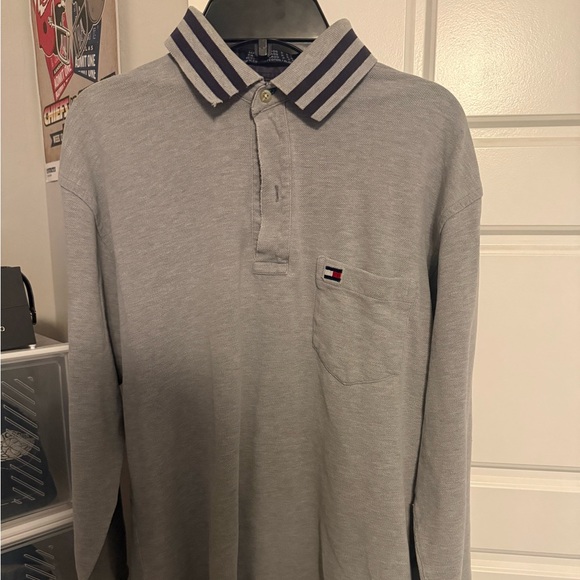 Tommy Hilfiger Other - Tommy Hilfiger Light Gray Polo with Striped Collar